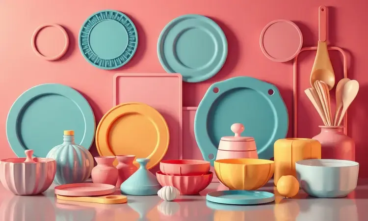 Acessórios de silicone conceituais em 3D para facilitar a limpeza e proteção da fritadeira elétrica.