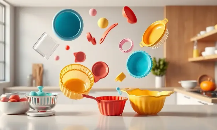 Acessórios protetores de silicone coloridos e organizados de forma artística para evitar sujeira.