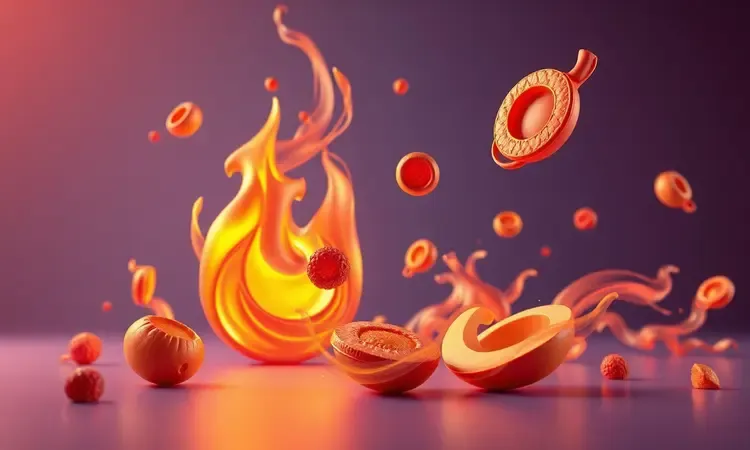 Representação visual 3D de calor e texturas de alimentos em um ambiente de cozimento por ar.