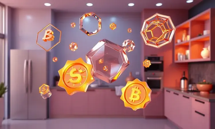 Representação conceitual 3D de selos de qualidade e engrenagens modernas simbolizando a confiabilidade da marca Britânia.