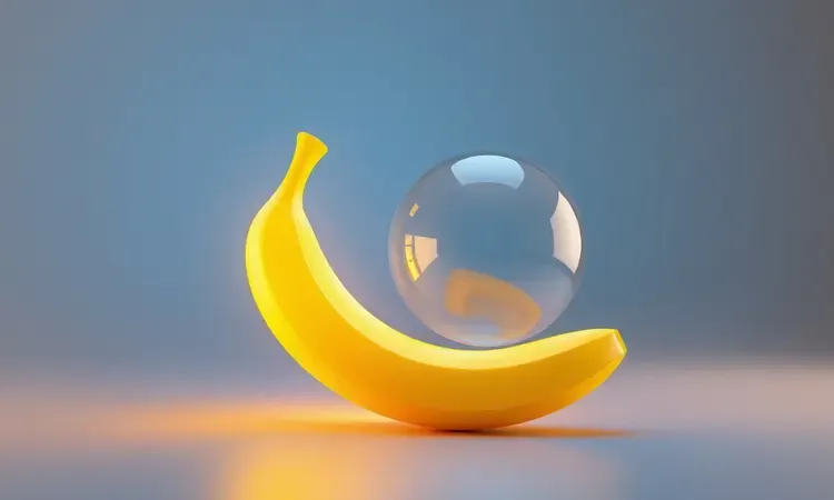 Ilustração conceitual 3D de banana passa simbolizando energia e saúde para atletas.