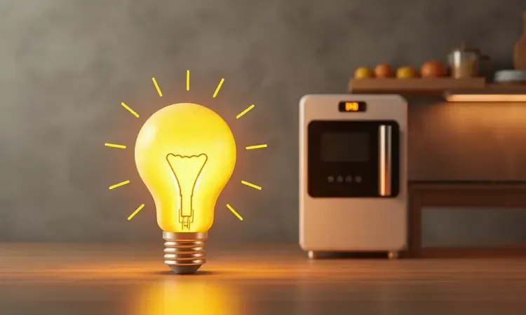 Representação conceitual de uma ideia inteligente envolvendo pão e cozinha em 3D vibrante e moderno.