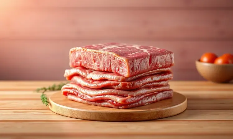 Peça de carne suína de alta qualidade para preparo de pururuca em estilo 3D conceitual.