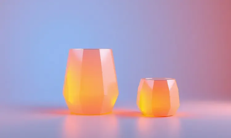 Representação gráfica em 3D de diferentes capacidades e tamanhos conceituais de fritadeiras elétricas sem óleo.