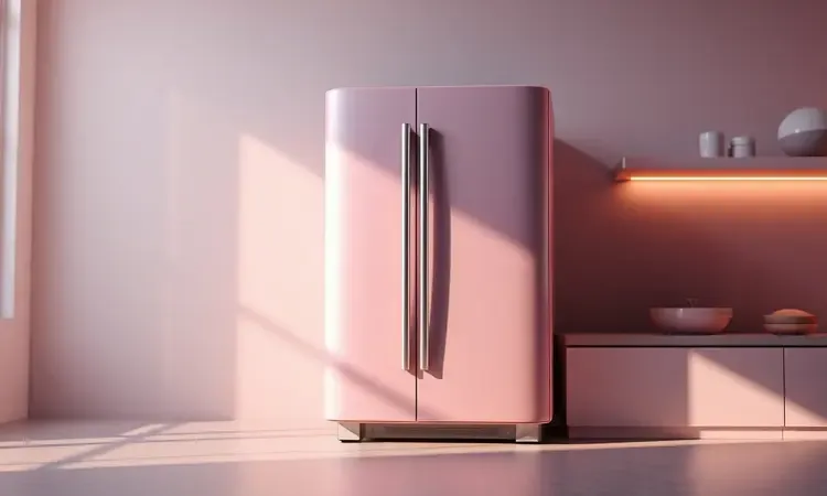 Visão aproximada das texturas e acabamento de um eletrodoméstico moderno em 3D.