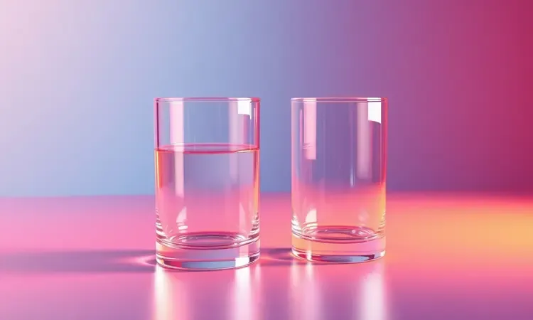Comparação visual conceitual entre recipientes de vidro de diferentes espessuras e resistências.