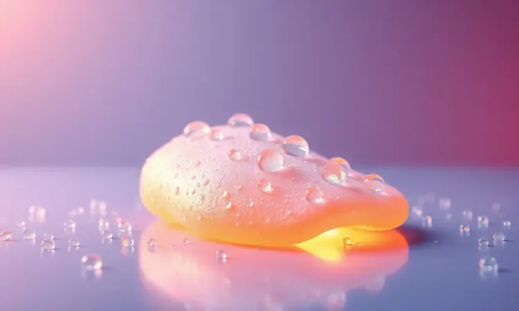 Renderização 3D de cuidados com superfícies antiaderentes usando elementos suaves e iluminação de estúdio.