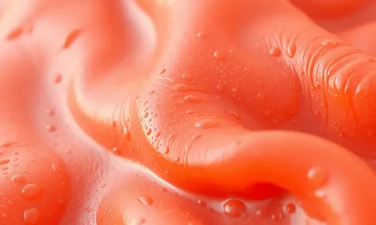 Renderização abstrata em 3D mostrando texturas suculentas e tons quentes de laranja e vermelho.