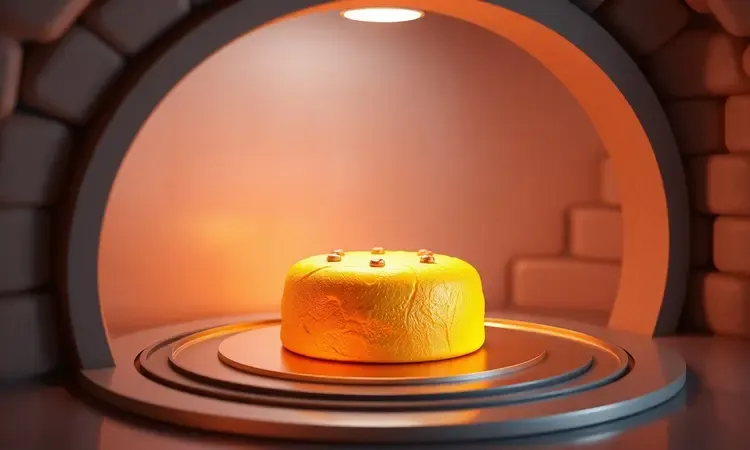Ilustração 3D conceitual sobre como evitar erros ao assar bolos na fritadeira elétrica.