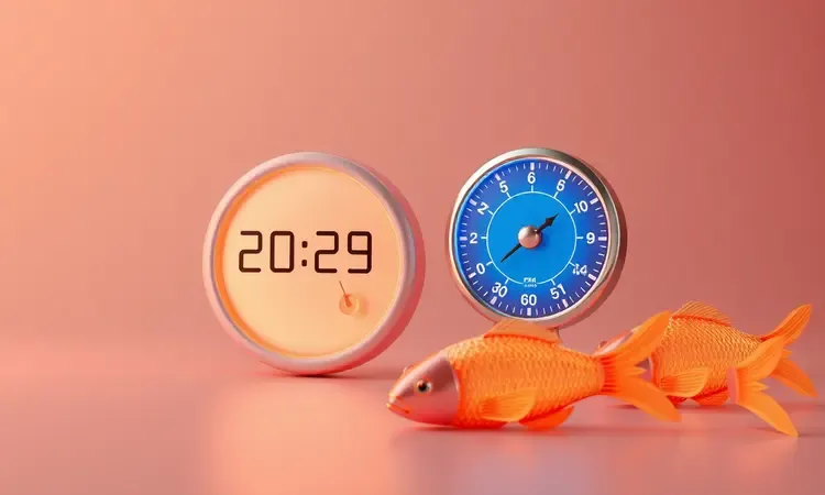 Elementos conceituais de um timer e termômetro estilizados cercados por luz quente para controle de cozimento.