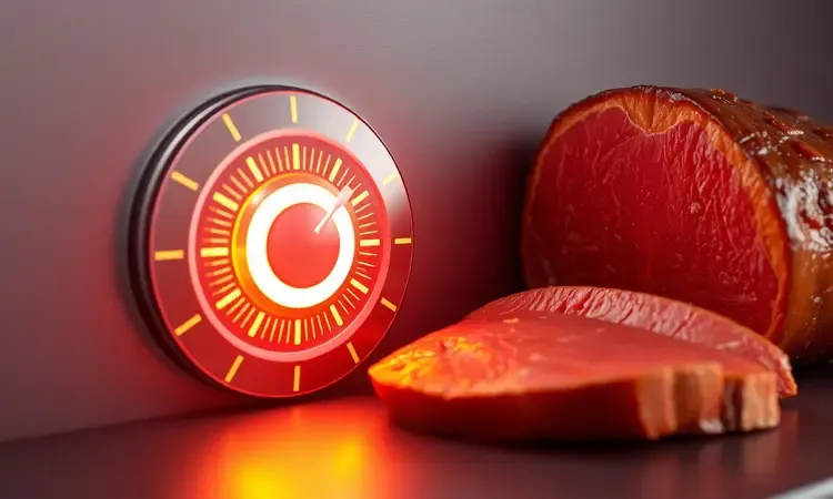 Conceito visual de controle de temperatura e tempo para garantir uma carne de sol suculenta.