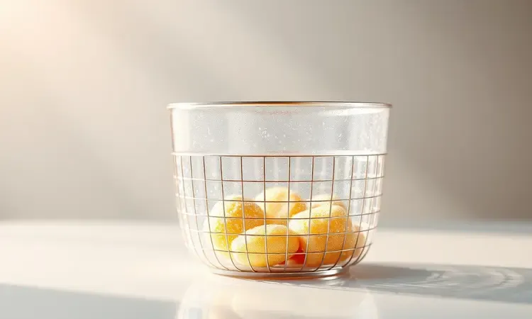 Representação de uma airfryer brilhante e limpa após o uso.