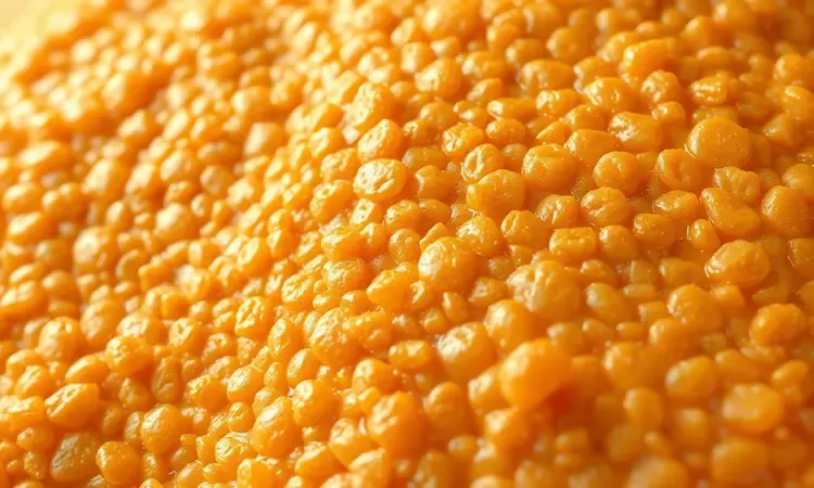 Close-up em 3D de uma textura dourada e pururucada simbolizando a pele crocante do frango assado.