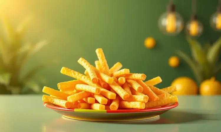 Alimentos crocantes e dourados ilustrados em 3D representando receitas feitas na air fryer.