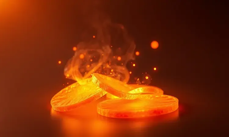 Representação conceitual de calor circulando fatias de cenoura para máxima crocância.
