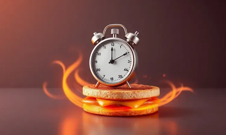 Representação conceitual de tempo e temperatura para atingir o ponto perfeito do sanduíche.