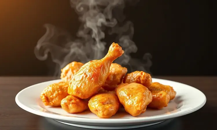 Prato com frango à passarinho sequinho e dourado destacando a textura crocante sem excesso de óleo.