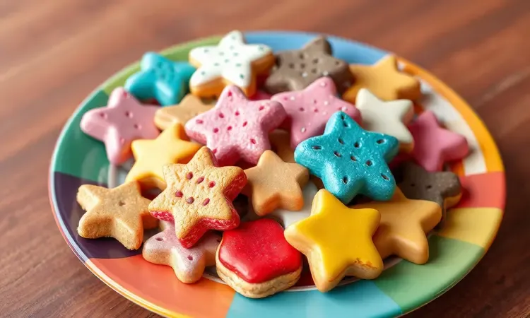 Diversos tipos de biscoitos amanteigados com diferentes texturas e cores organizados em um prato moderno.